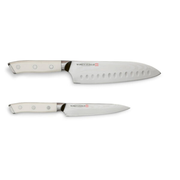 Knivset Markus Aujalay Damaskus japanskt Japansk Kockkniv och Skalkniv