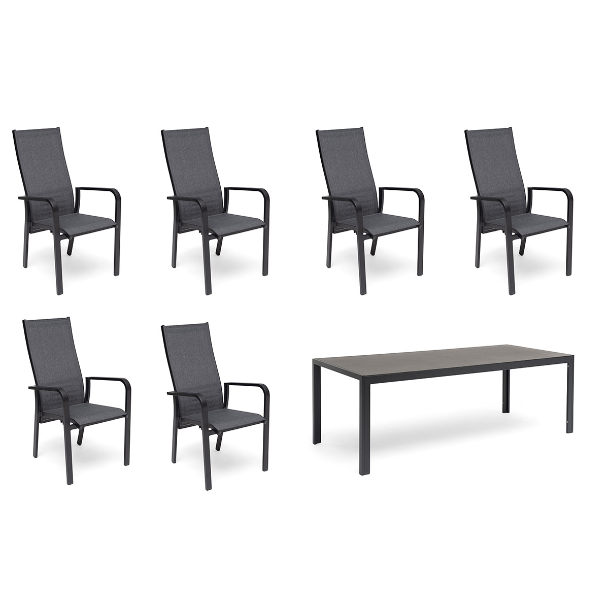 Matgrupp Utomhus Hillerstorp Hånger 6st Positionsfåtöljer med Trädgårdsbord 90x210 cm