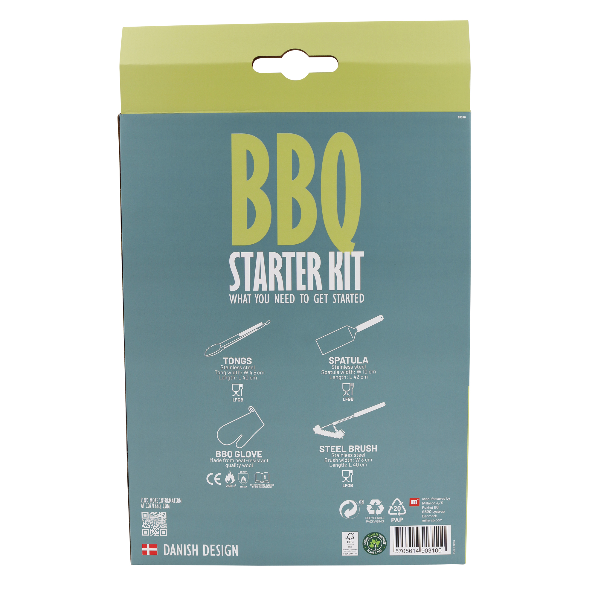 Grillpaket Cozze BBQ 4 Delar Med Grilltång, Stekspade, Grillborste & Grillhandske