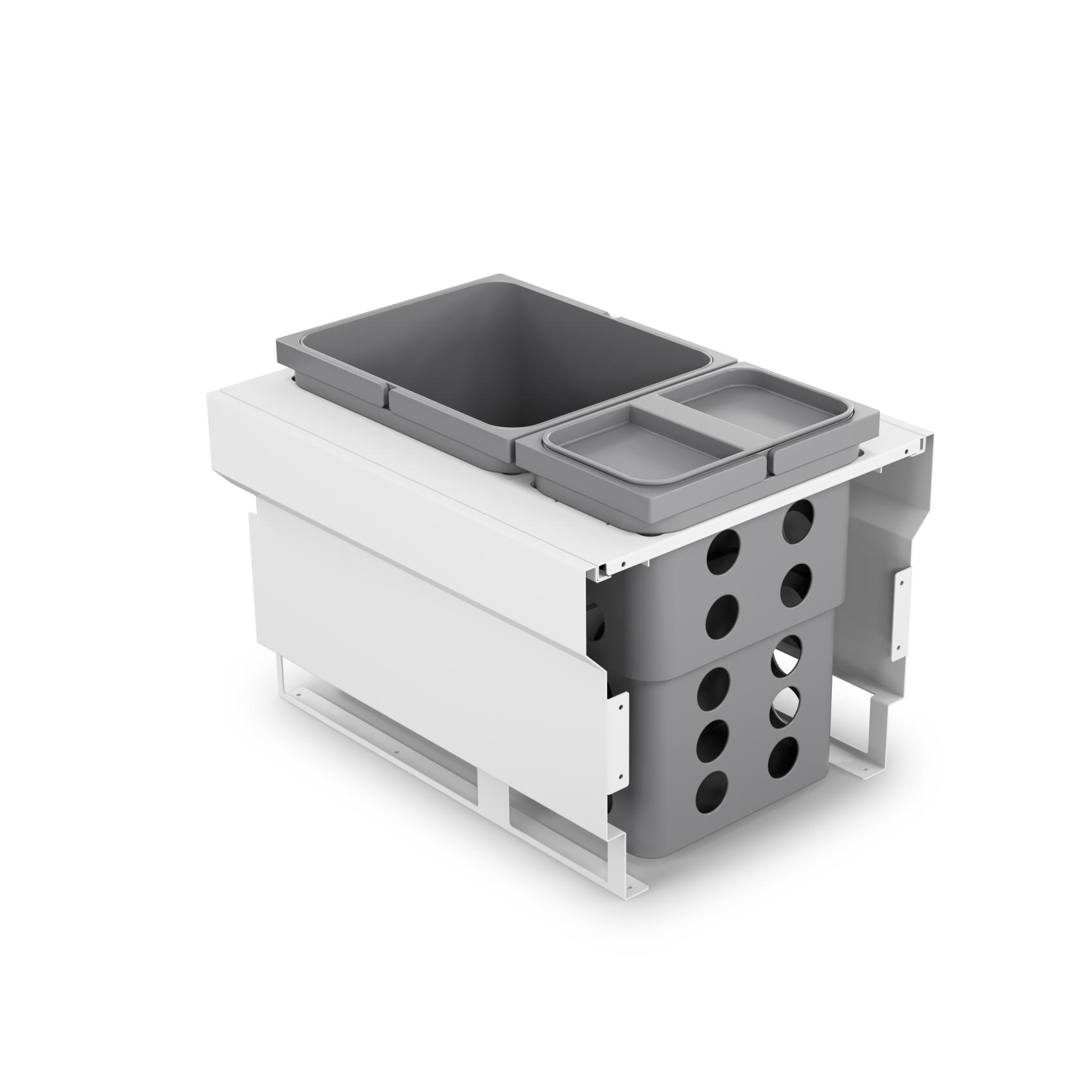 Källsorteringskärhållare Theofils Malaga 450X400 mm Inkl Hinkar Vit/Ljusgrå