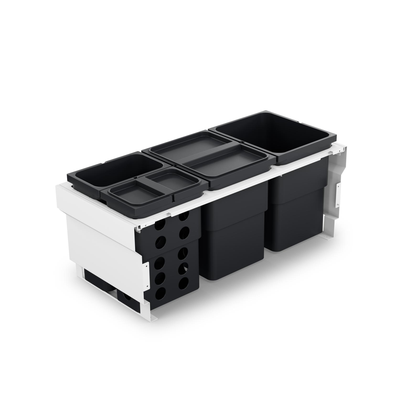 Källsorteringskärhållare Theofils Malaga 350X800 mm Inkl Hinkar Vit/Mörkgrå