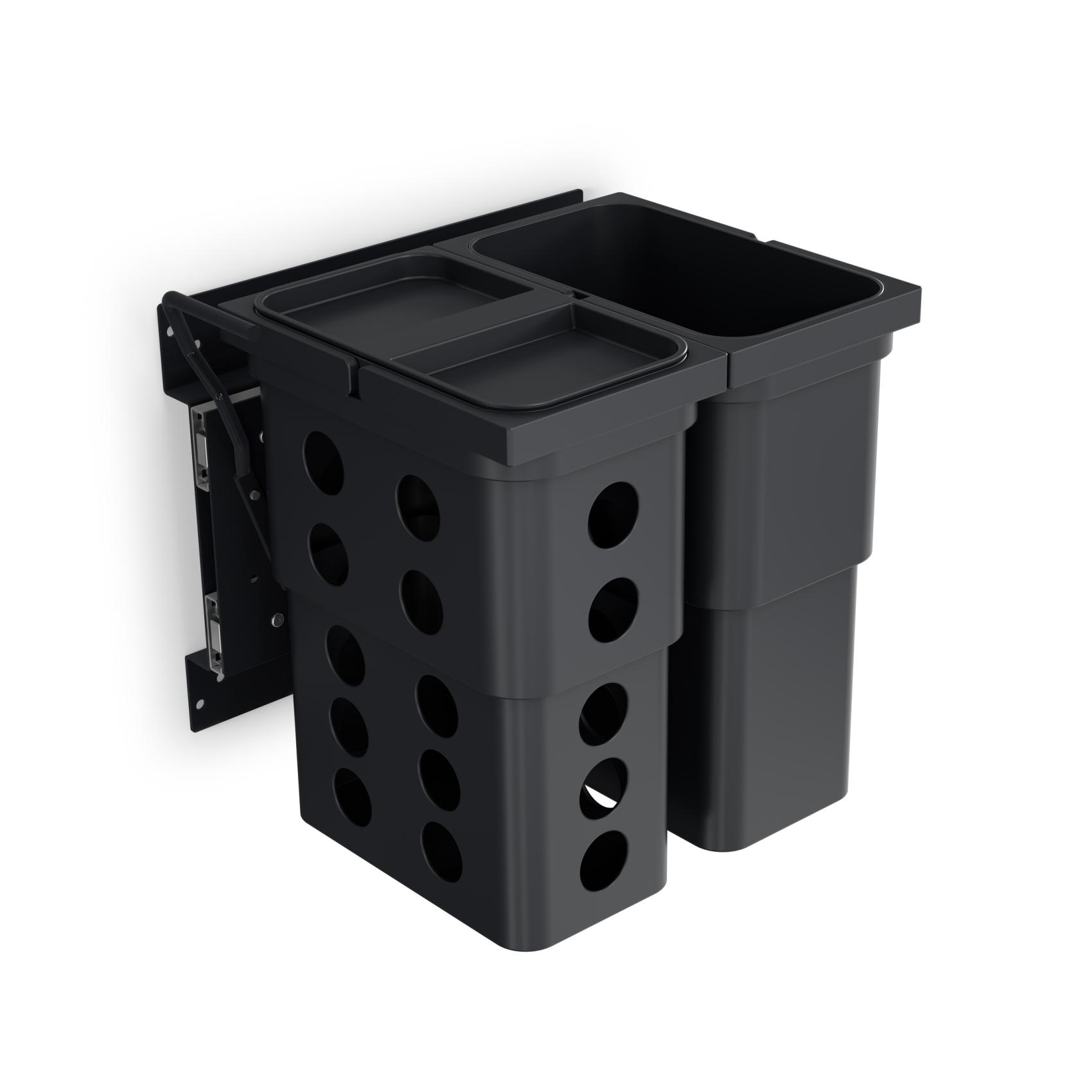 Källsorteringskärhållare Theofils Valencia 350 mm Djup Inkl Hinkar Grå/Mörkgrå