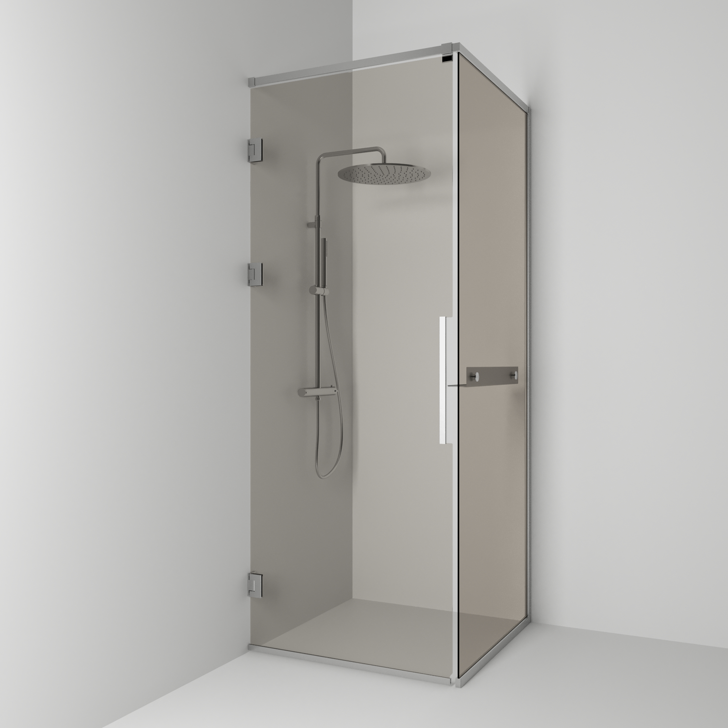 Duschhörn Svedbergs Langfoss 230 med Hylla BxDxH: 800x920x2300 mm, Profil: Alu matt, Bronsglas