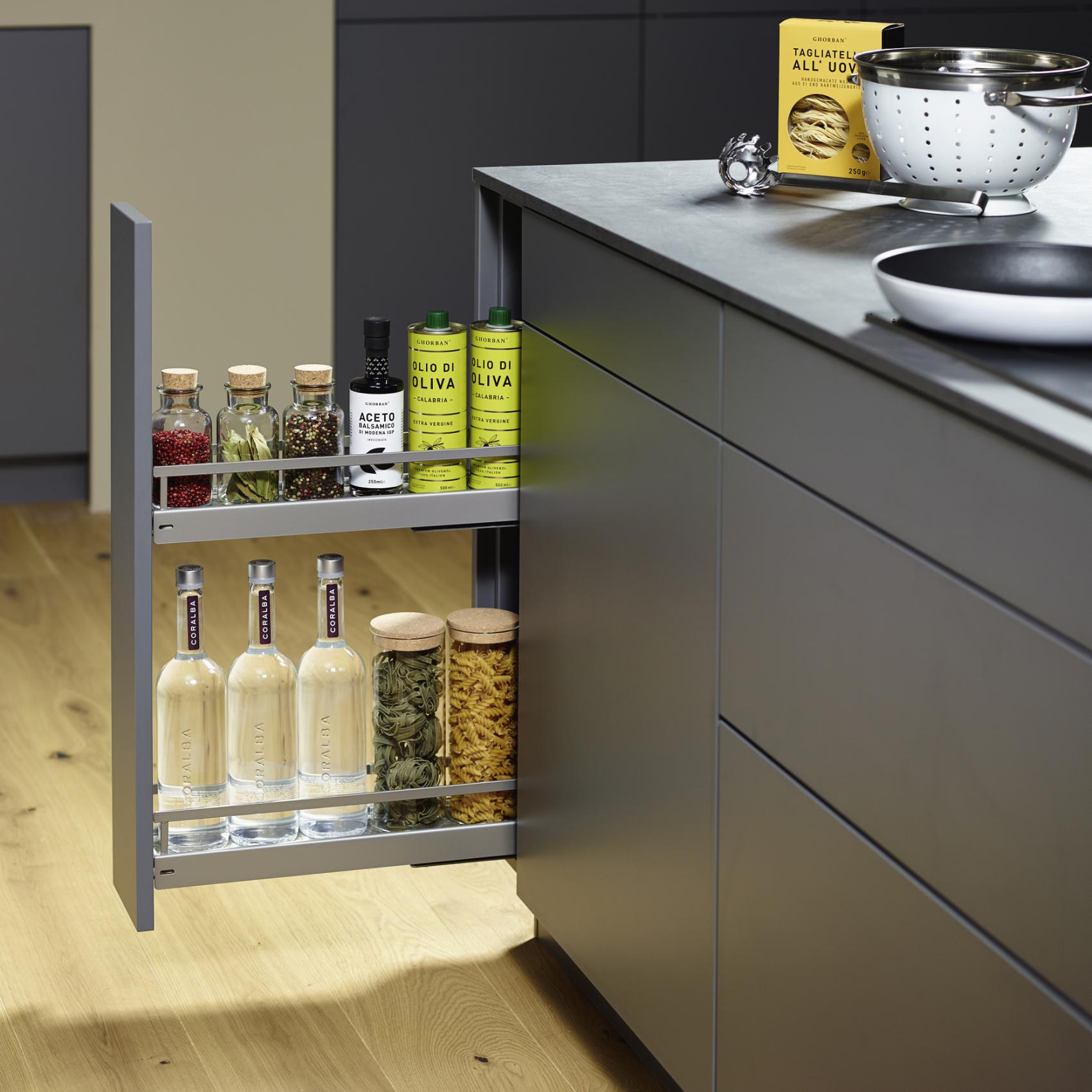 Bänkskåpsutdrag Theofils Kesseböhmer Base No.15 Arena Style 90° 481 mm 2 Hyllplan Antracit