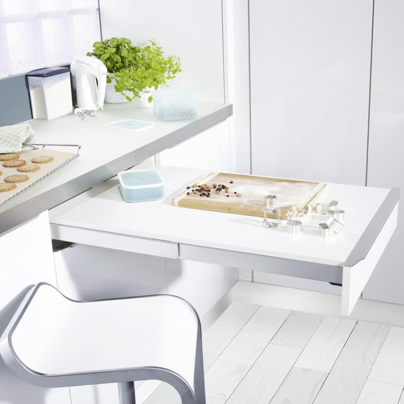 Utdragsbord Theofils Kesseböhmer Top Flex Med 2 Skivor 600 mm Vit