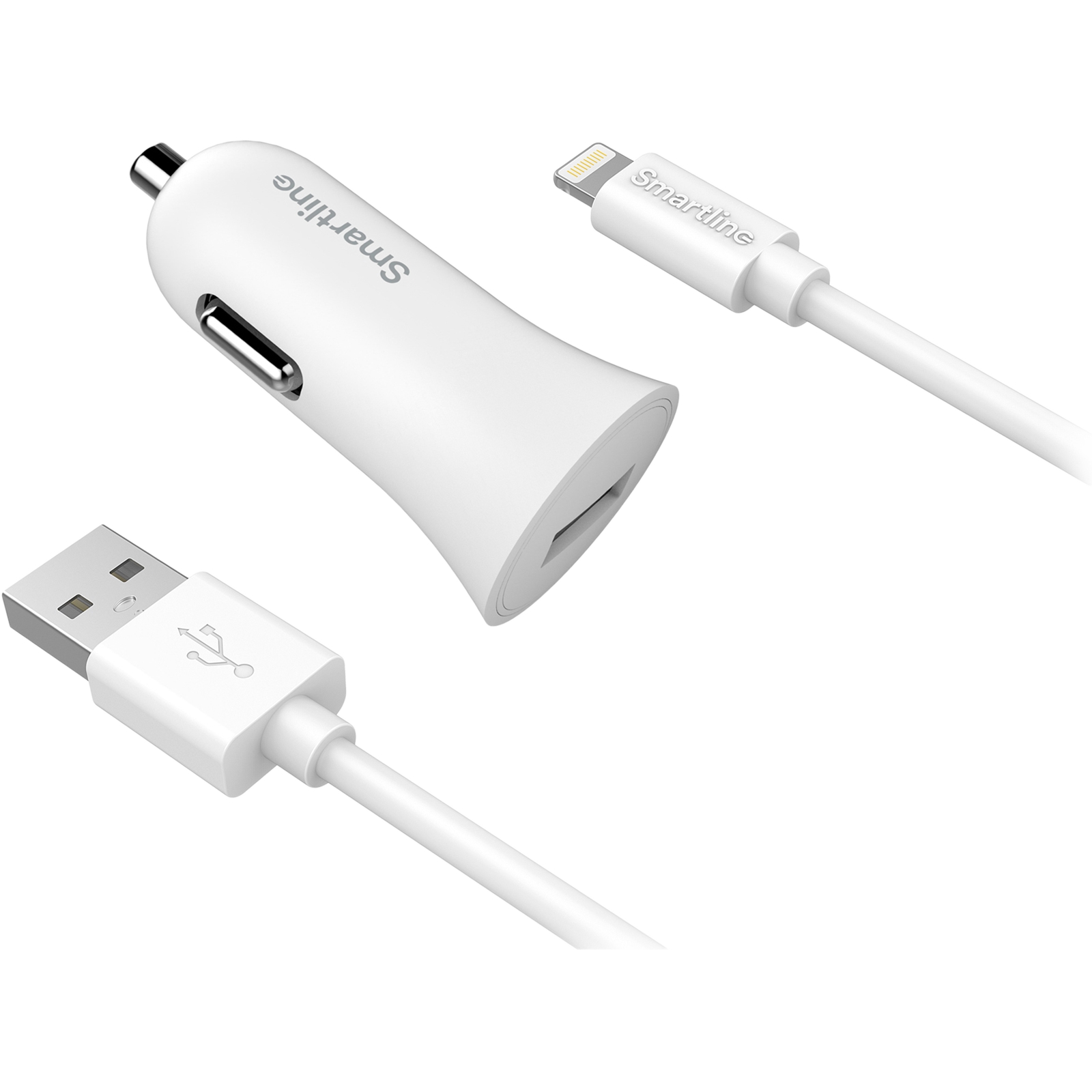 Billaddare Smartline 1xUSB 2,4A med Laddningskabel Laddningskabel: Lightning