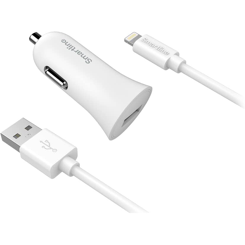 Billaddare Smartline 1xUSB 2,4A med Laddningskabel Laddningskabel: Lightning