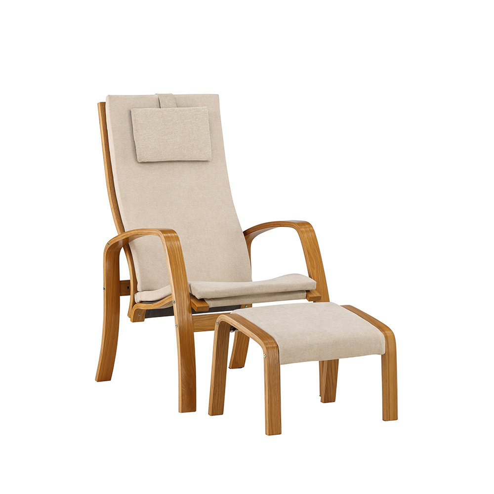 Loungefåtölj Venture Home Grötö med Fotpall Ljusgrå