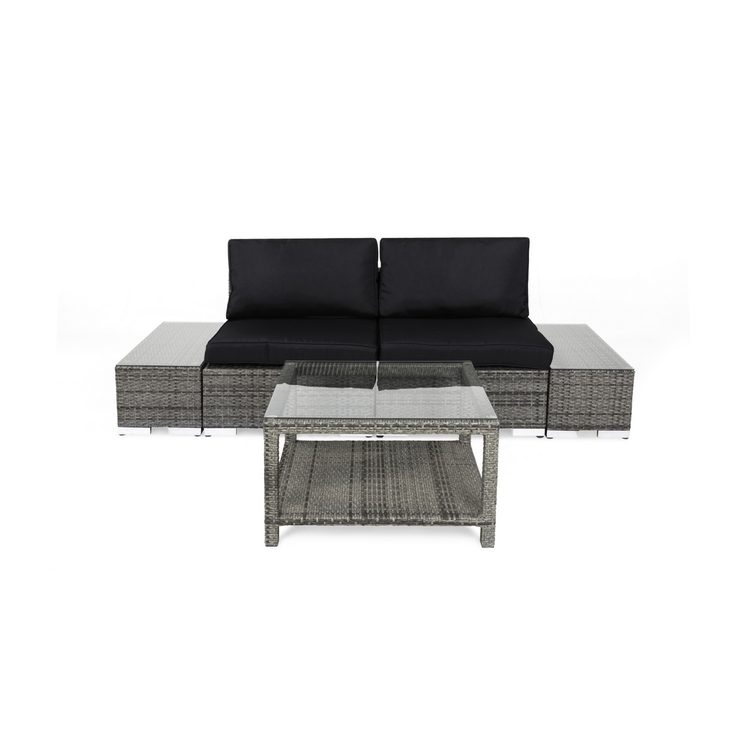 Loungegrupp Comfort Garden Bahamas 2-sits med Bord med Hylla och Dubbla Avslut Utomhus Grå