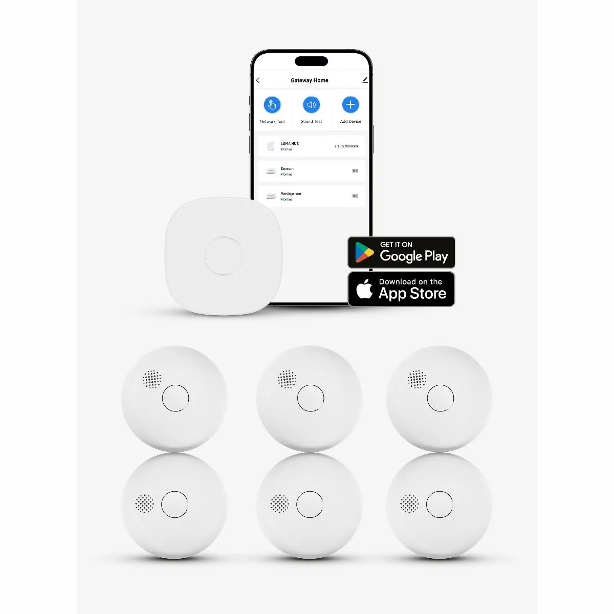 Brandvarnare Housegard Luma 6- Pack + Hub