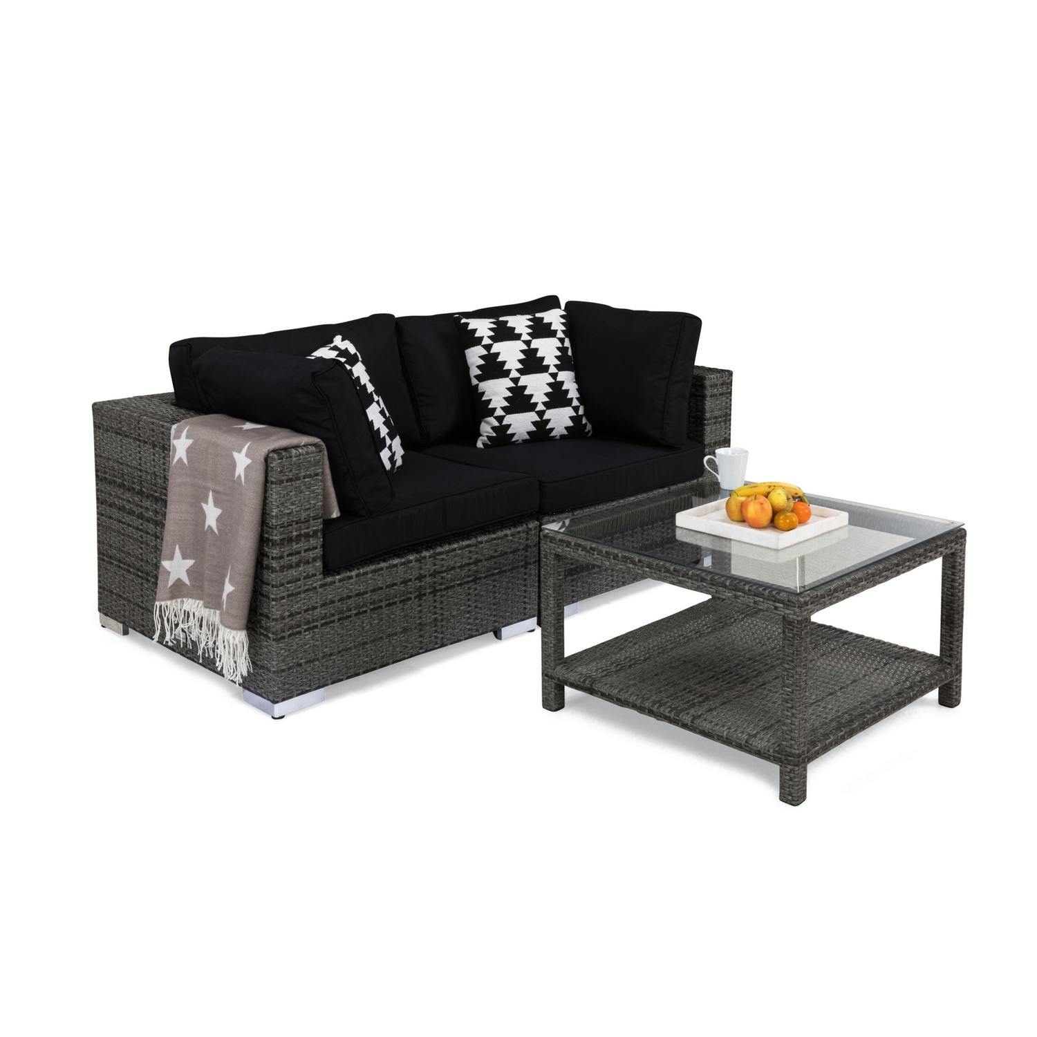 Loungegrupp Comfort Garden Bahamas 2-sits med Bord med Hylla Utomhus