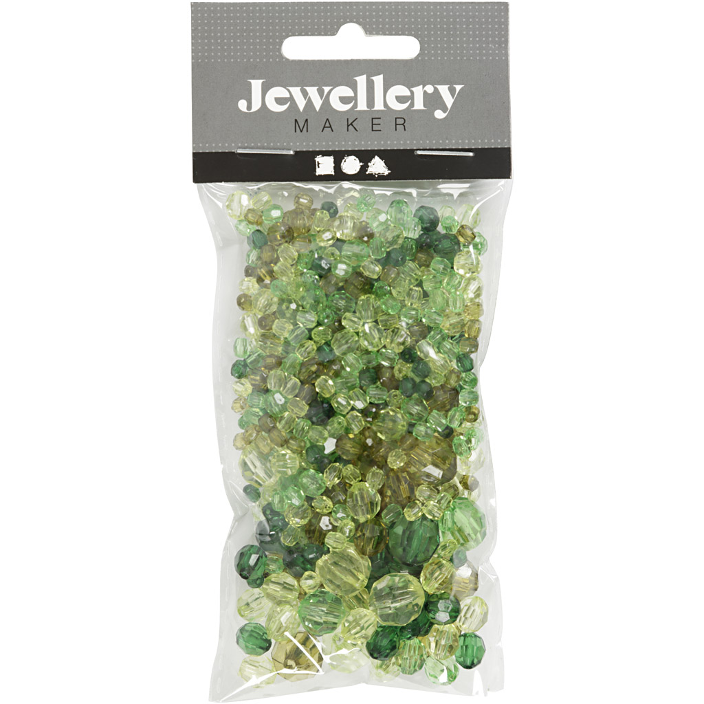 Plastpärlor Creativ Company Harmoni Facetterade Mixade Gyllen Stl 4-12 mm Hålstl 1-2,5 mm1 Förp