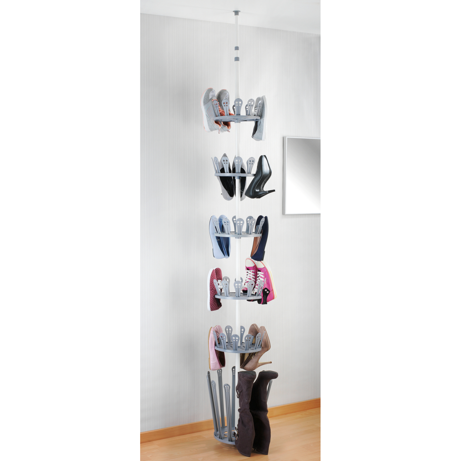 Skoförvaring WENKO Achilles Teleskop Platsbesparande Skoförvaring Justerbar Höjd 100-300 cm