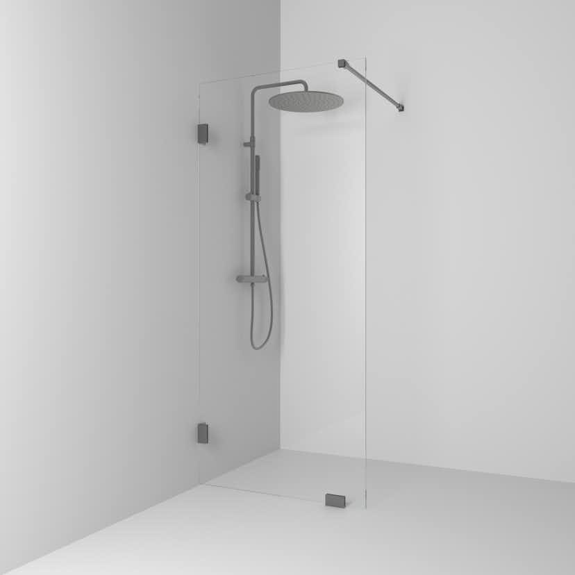 Skärmvägg Svedbergs 180° Rak Profil: Blyertssvart, Klarglas, Bredd: 980 mm