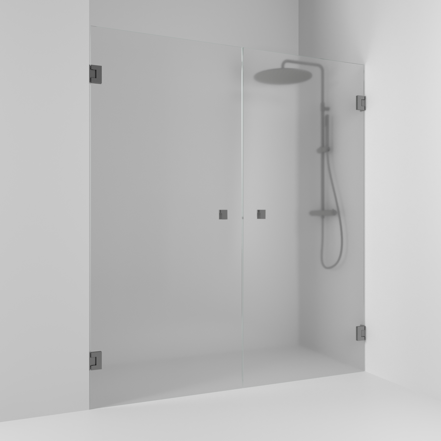 Duschdörr Svedbergs 180° Rak Dubbel Profil: Blyertssvart, Frostat glas, Bredd: 1765 mm