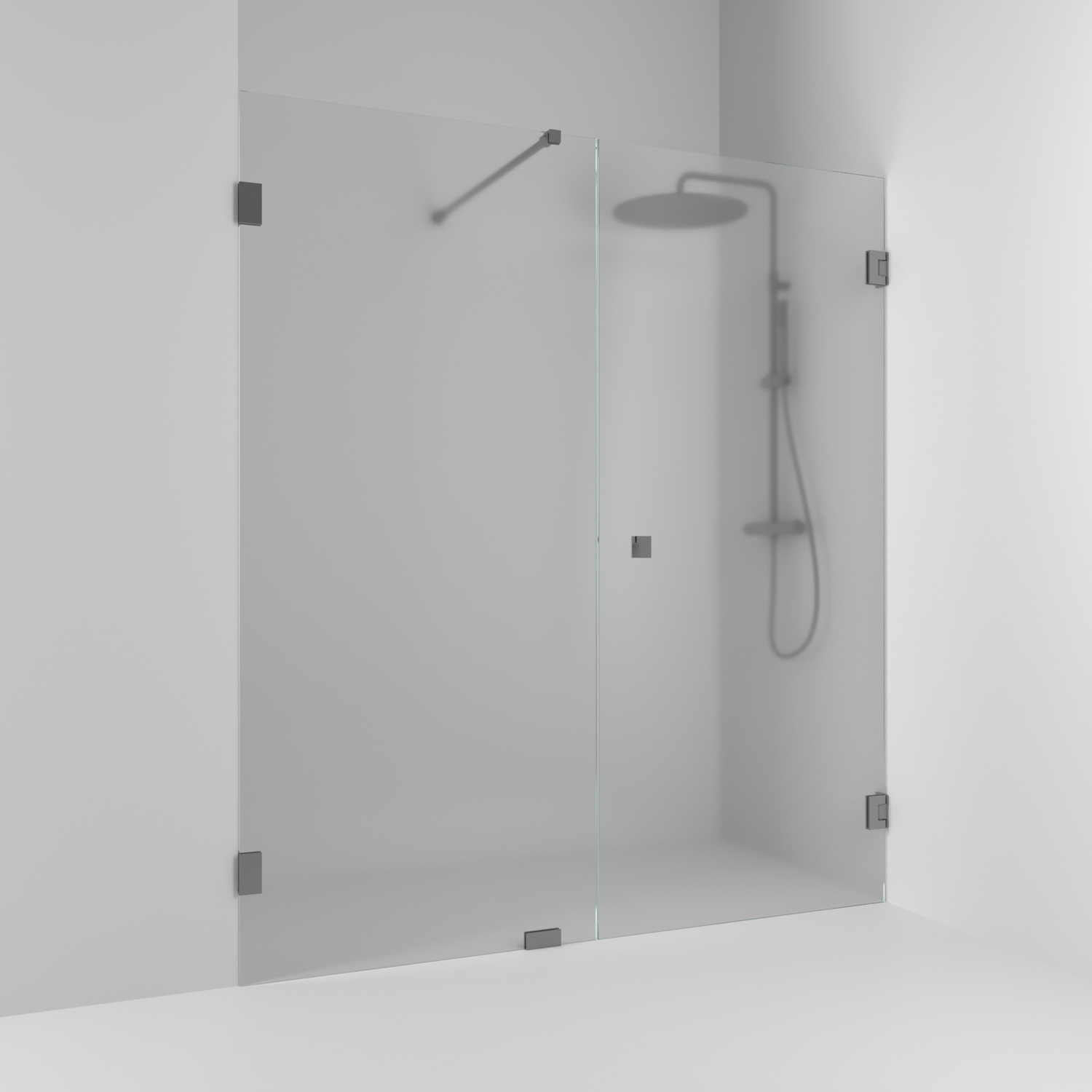 Duschdörr Svedbergs 180° Rak Kombi Profil: Blyertssvart, Frostat glas, Bredd: 900x900 mm