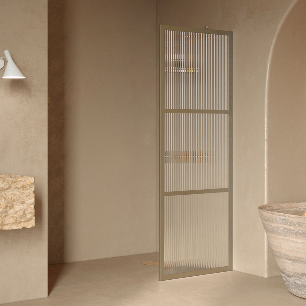 Duschvägg Hietakari Bläk 734 Tokyo Fast 697x1950 mm, Reeded, Sand Profiler