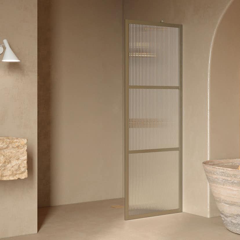 Duschvägg Hietakari Bläk 734 Tokyo Fast 697x1950 mm, Reeded, Sand Profiler