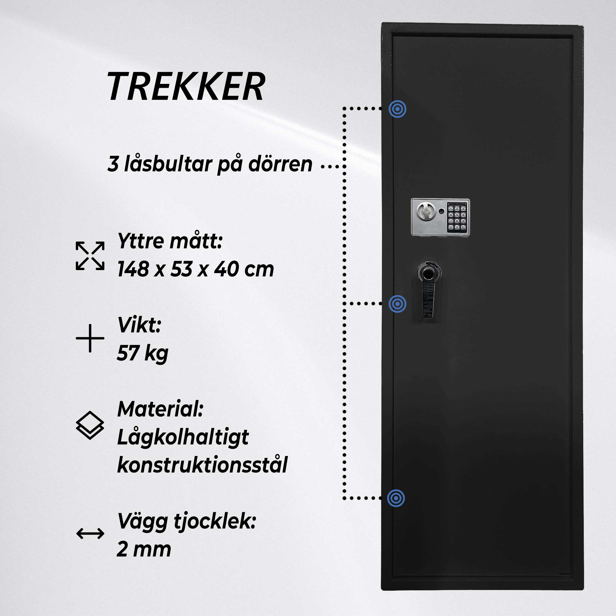 Vapenskåp Trekker AS1000 V2 för 10 Vapen med Digitalt Lås