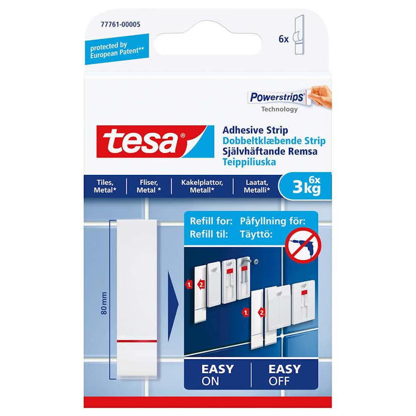 Självhäftande Remsa Tesa Slät Yta 6 st 3 kg