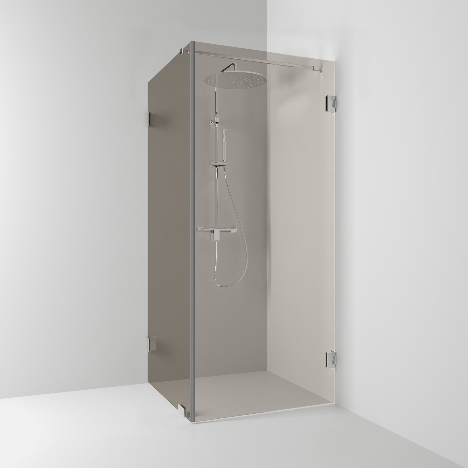 Duschhörn Svedbergs 180° Rak/Fast Profil: Krom, Bronsglas, Fast vägg: 800 mm, Duschdörr: 1000 mm