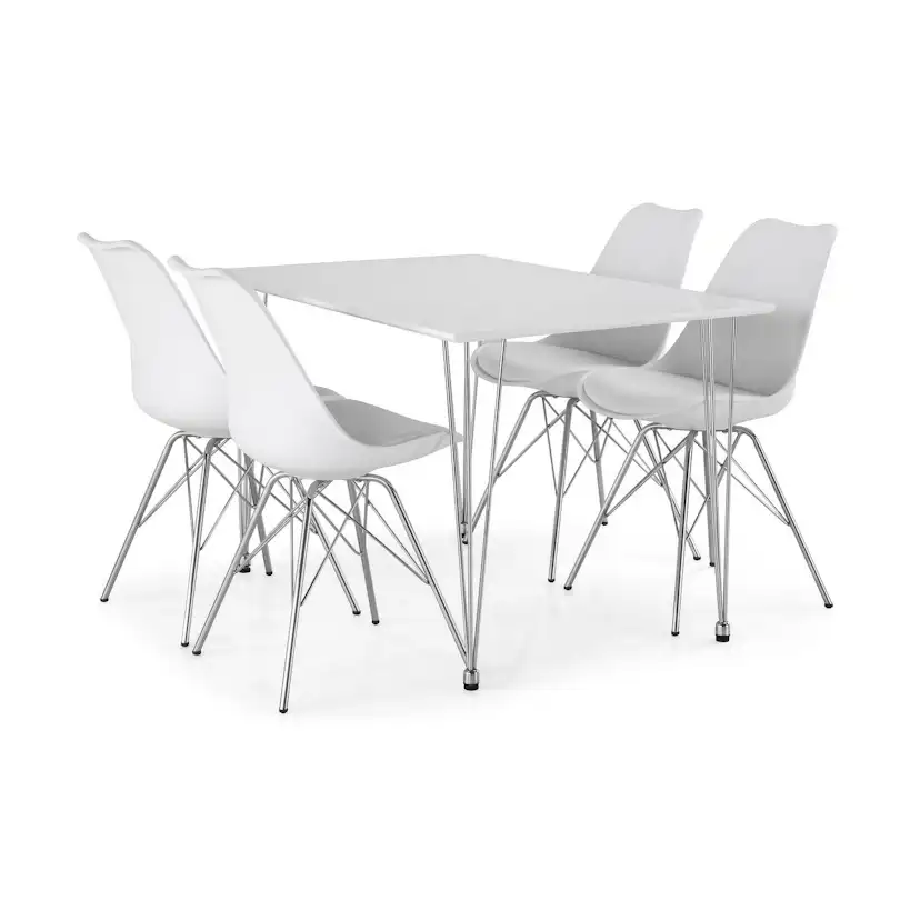 Matgrupp Basic Home Kronblom Rektangulä Matbord 120 cm med 4 Shell ...