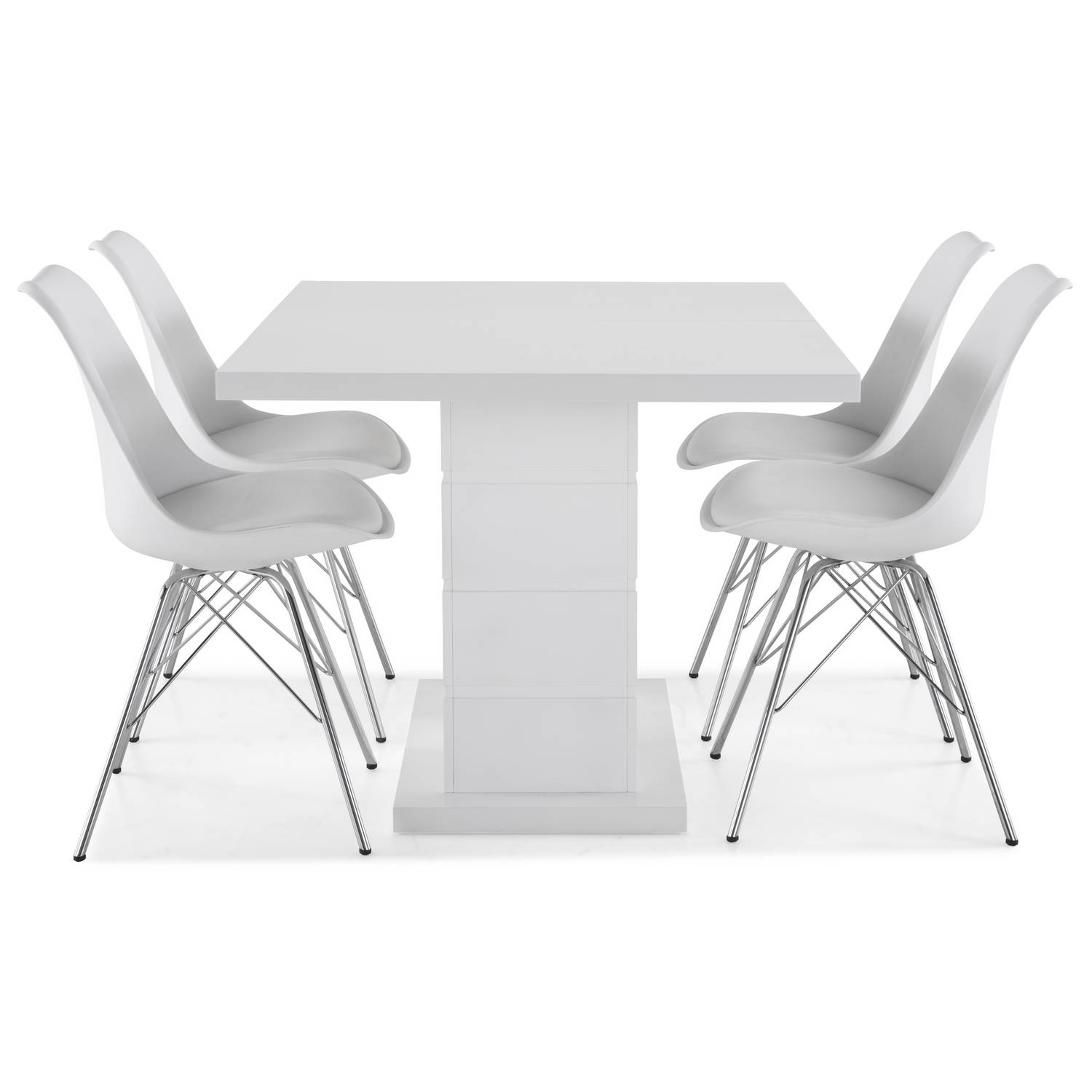 Matgrupp Concept 55 Ratliff Rektangulärt Matbord 120-160 cm Förlängningsbart med 4 Shell Matstol