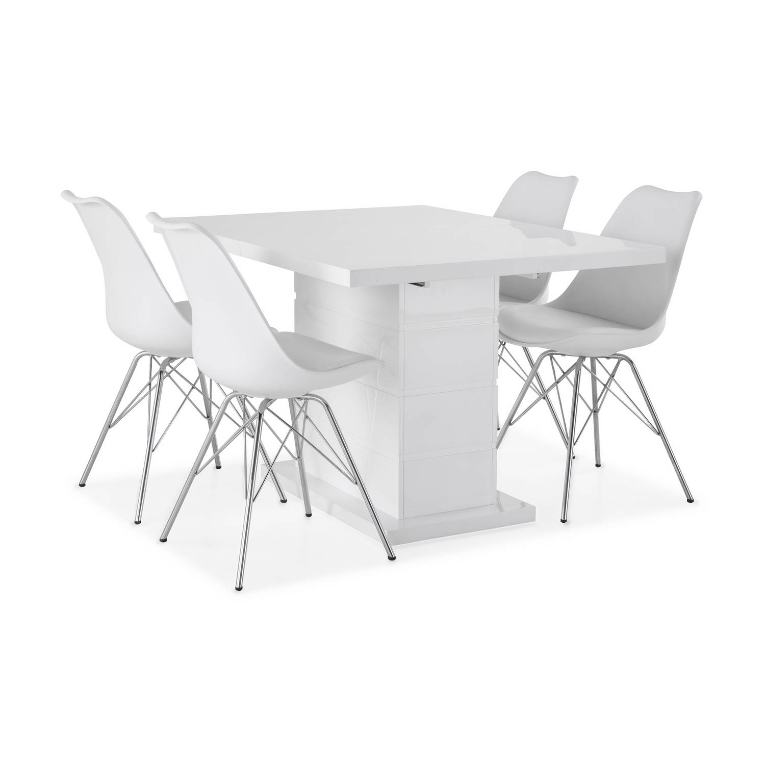 Matgrupp Concept 55 Ratliff Rektangulärt Matbord 120-160 cm Förlängningsbart med 4 Shell Matstol