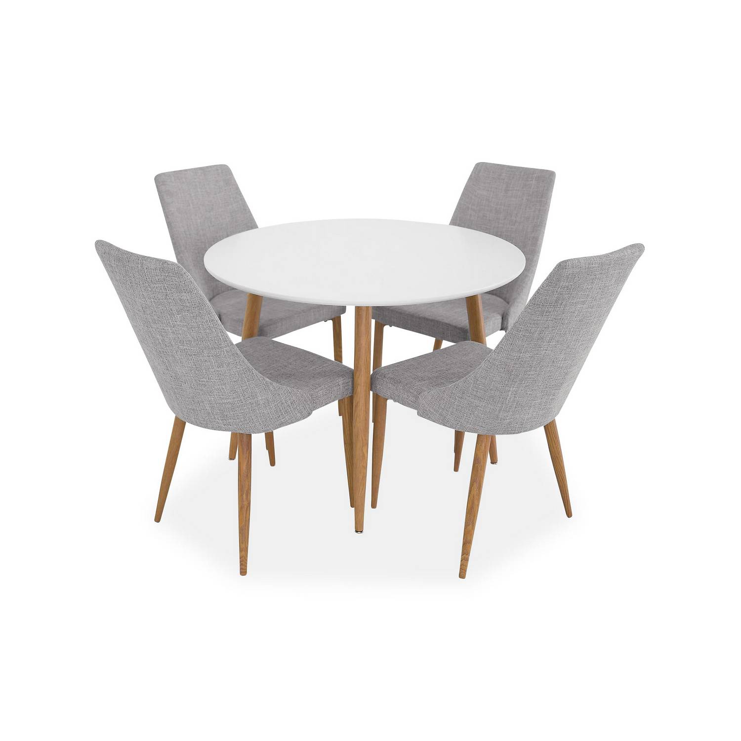 Matgrupp Basic Home Pelle Runt Matbord 100 cm med 4 Ludvig Matstol