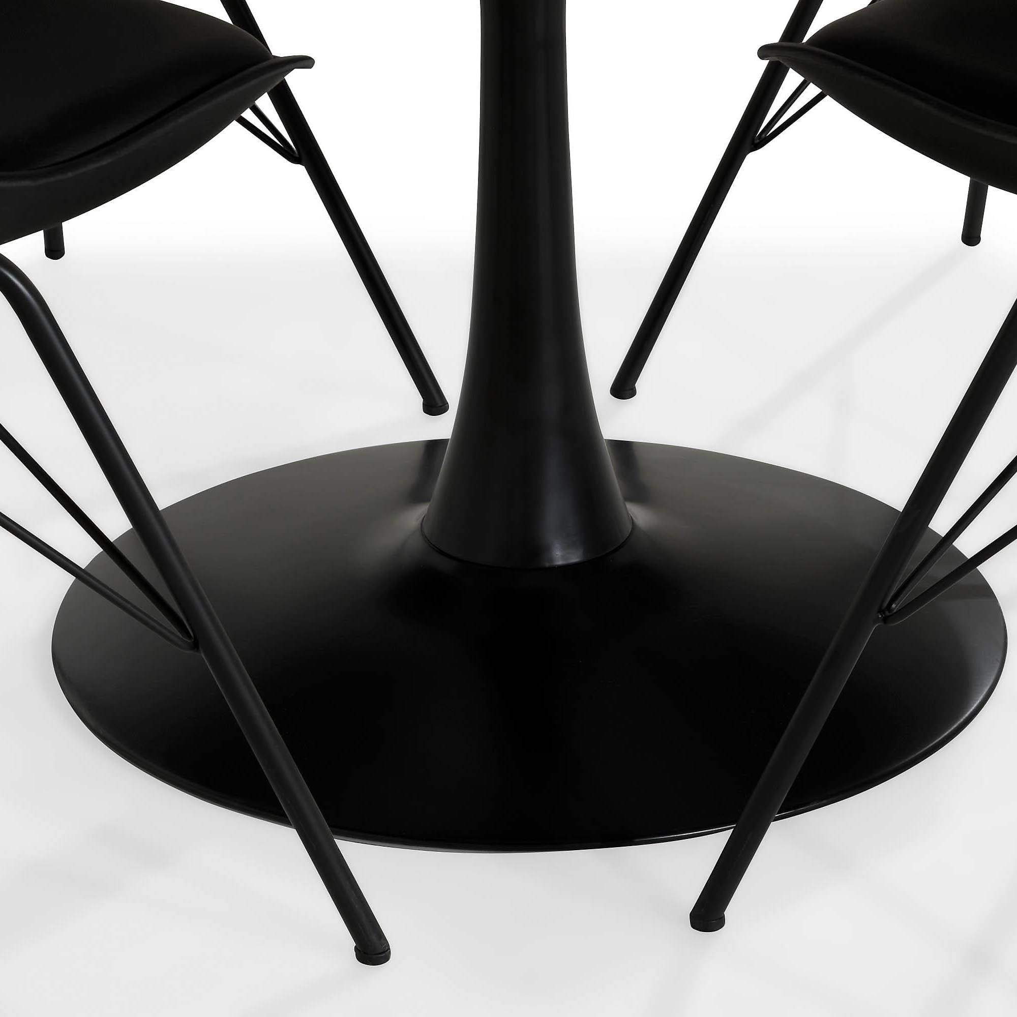 Matgrupp Basic Home Caitly Runt Matbord 100 Svart Bas cm med 4 Shell Matstol