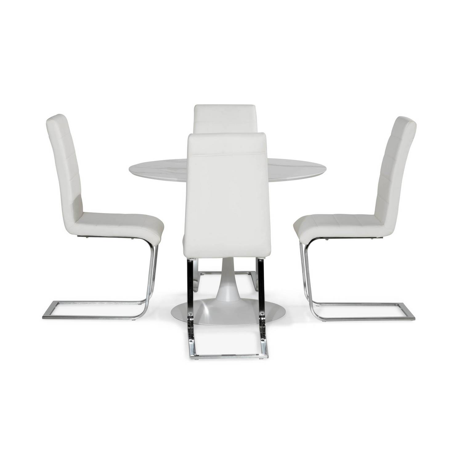 Matgrupp Basic Home Caitly Runt Matbord 100 cm med 4 CibusMatstol