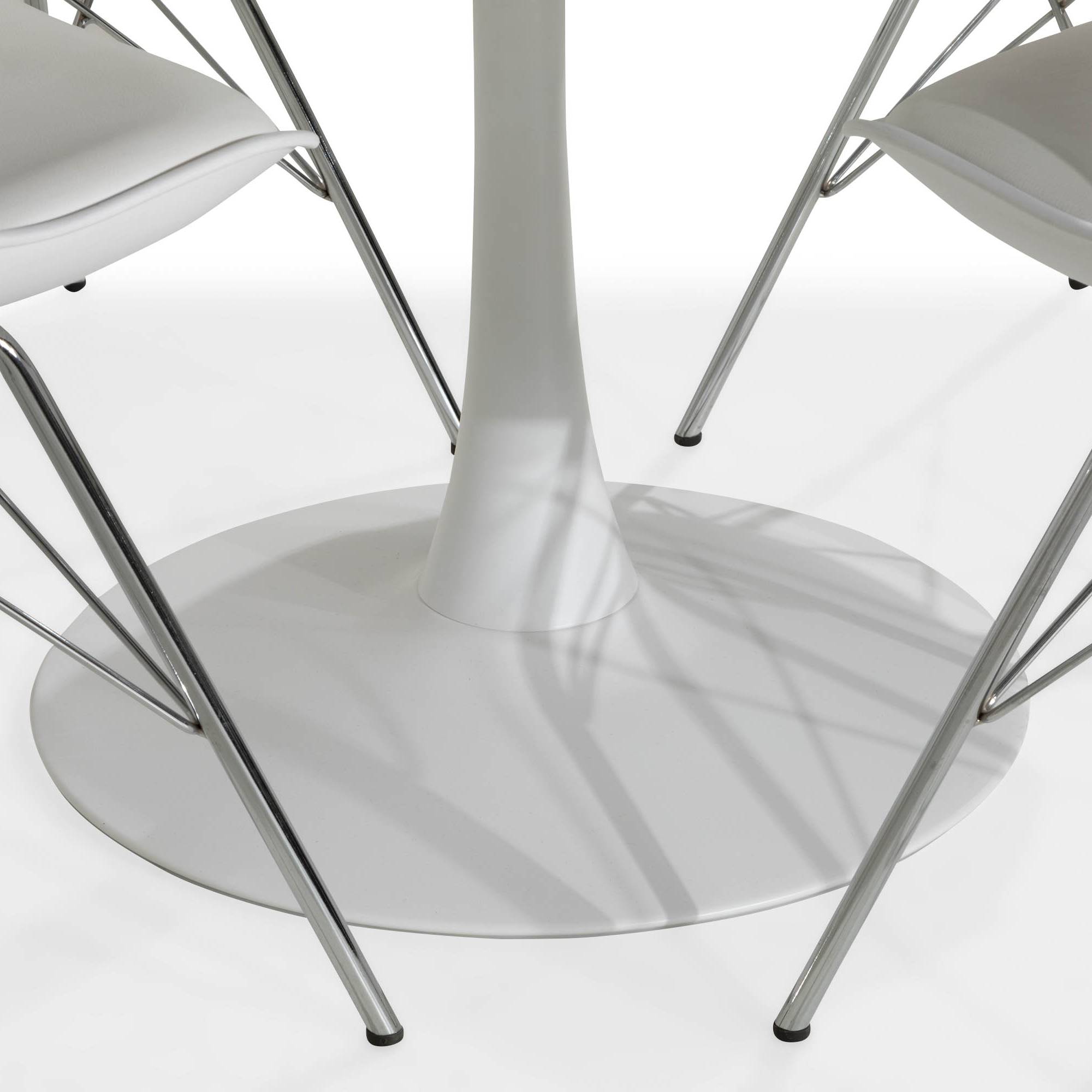 Matgrupp Basic Home Caitly Runt Matbord 100 cm Vit Bas med 4 Shell Matstol