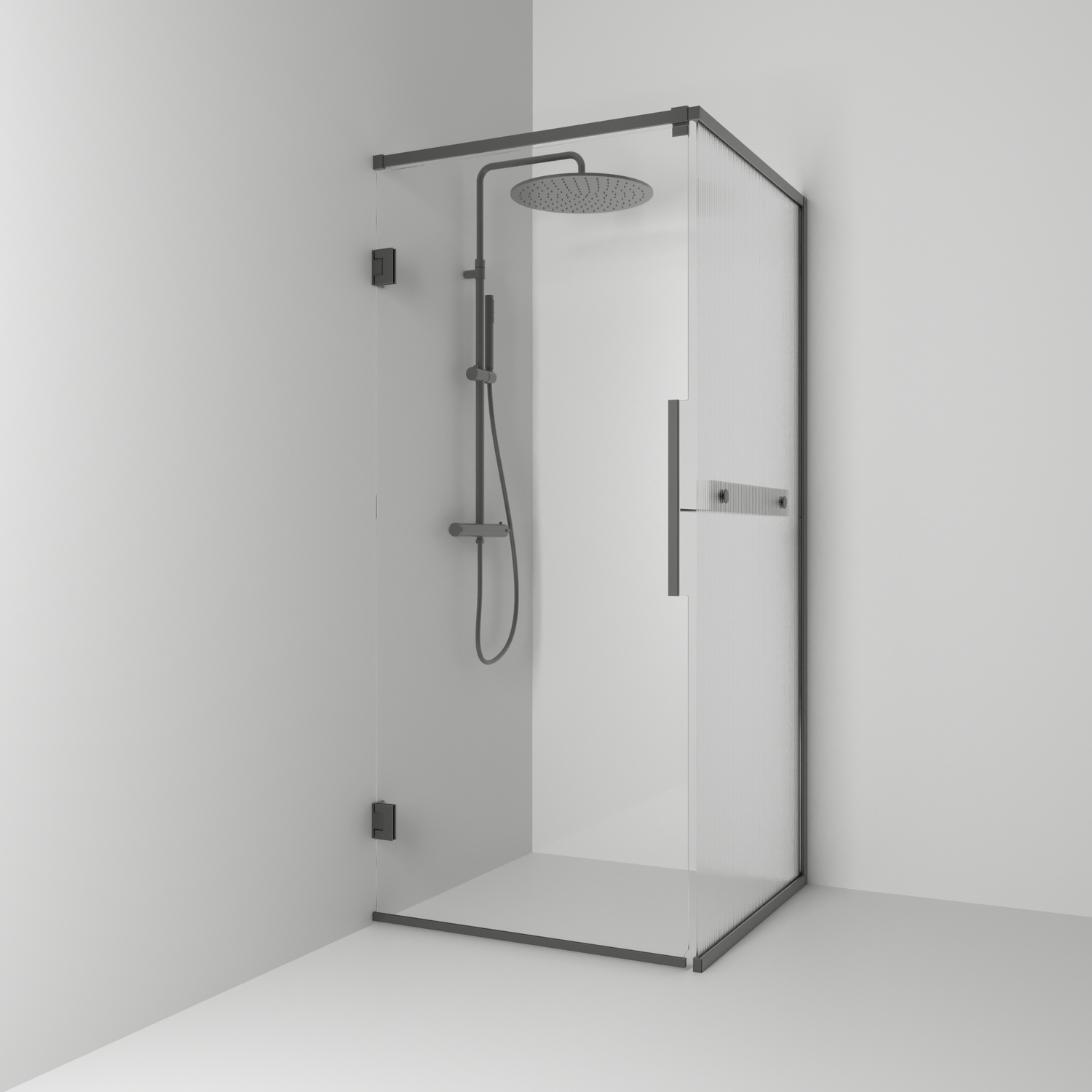 Duschhörn Svedbergs Langfoss Kombi 200 med Linjeglas och Hylla