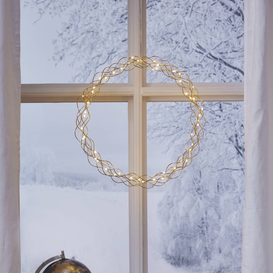 Hängande Dekoration Star Trading Curly Krans med LED 45cm