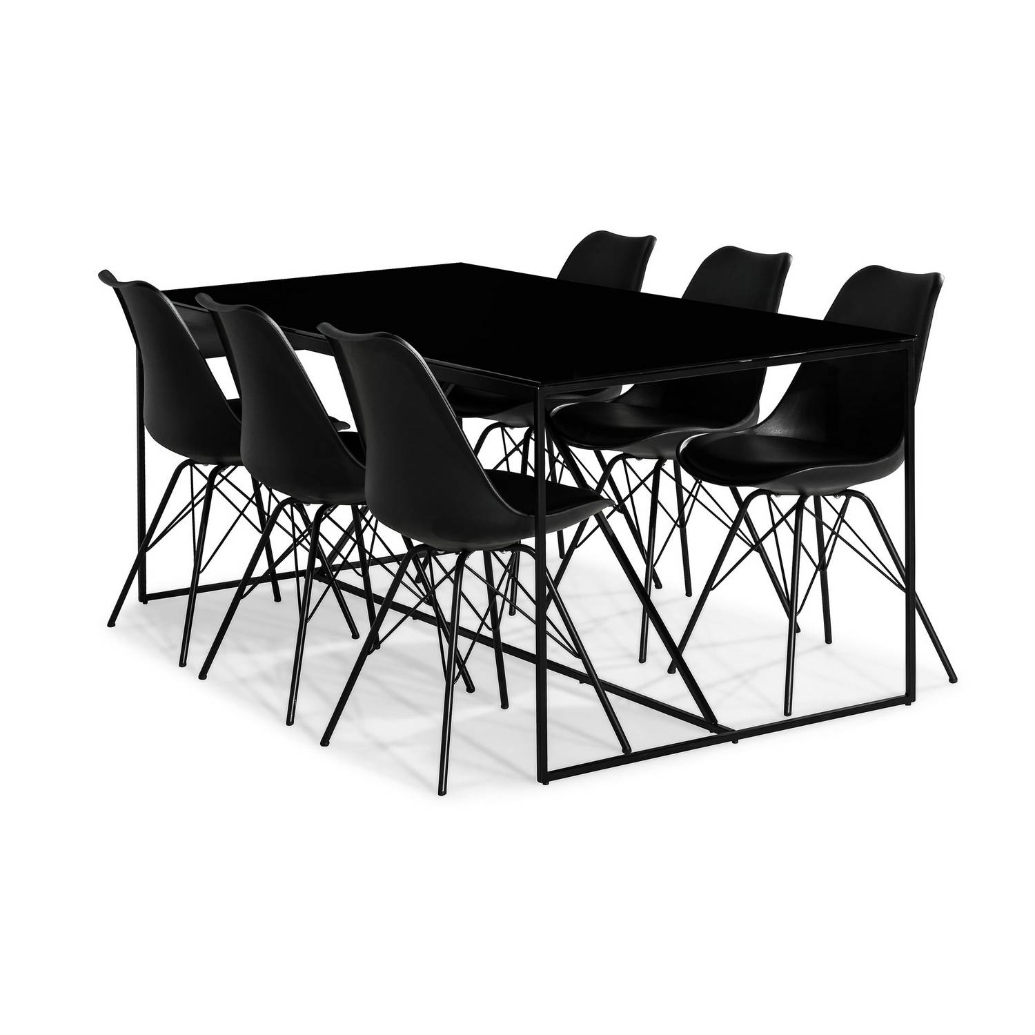 Matgrupp Basic Home Indy Rektangulärt Matbord 180 cm med 6 Shell Matstol