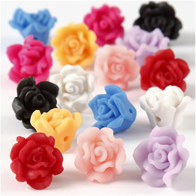 Clay Roses Creativ Company Mixade Färger D 16x10 mm Hålstl 0,5 mm 16 Mix/1 Sträng