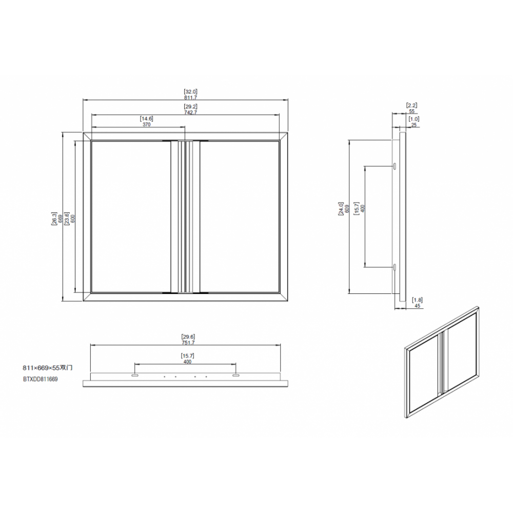 Inbyggnadsmodul Omberg Folkunga Dubbeldörr Large