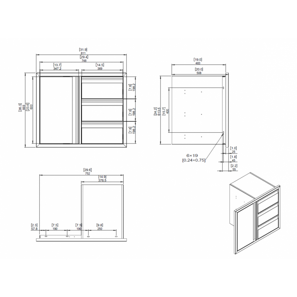 Inbyggnadsmodul Omberg Folkunga Trippellåda Med Skåp