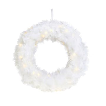 Dekorationskrans Markslöjd Feather Wreath 35 cm 40L Vit