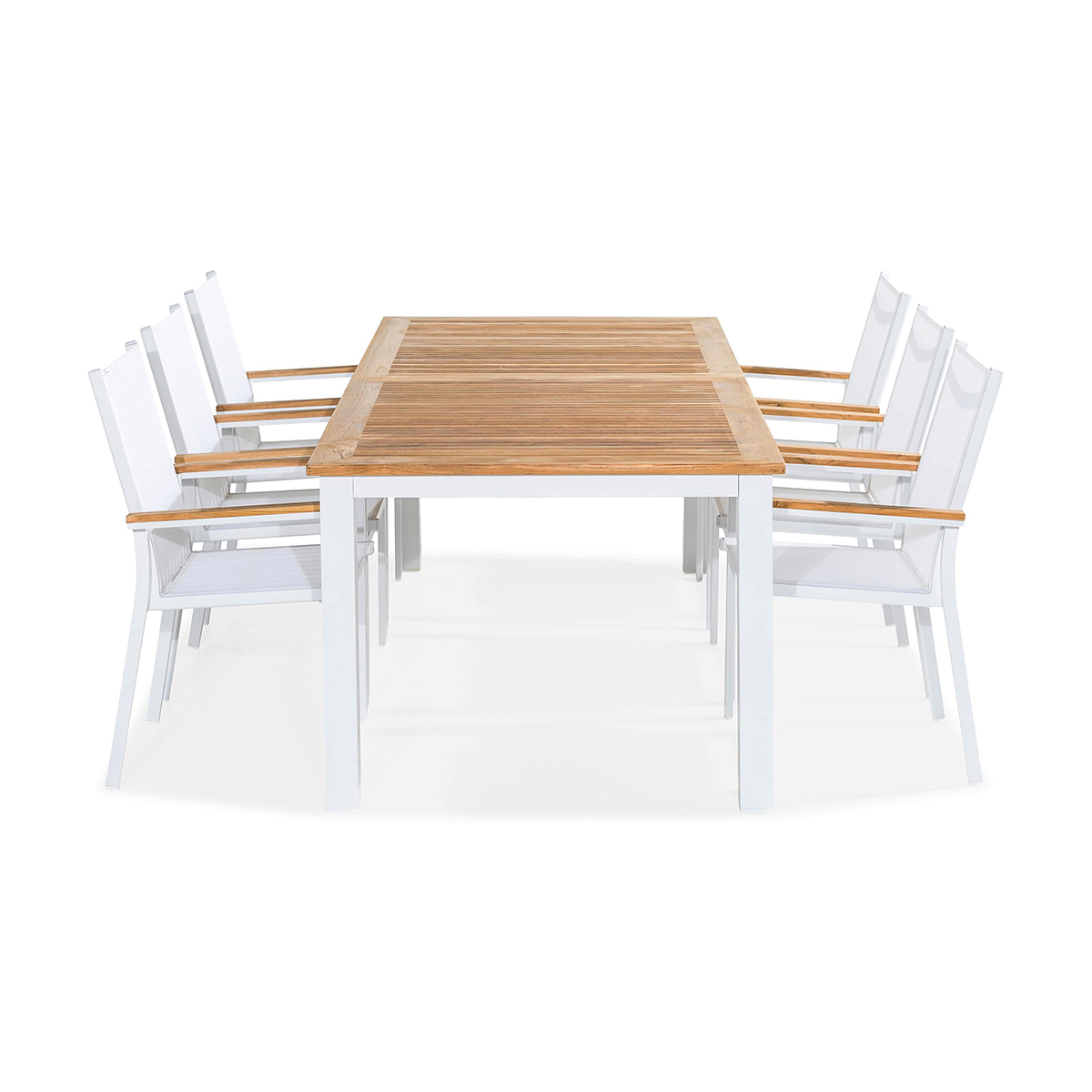 Trädgårdsgrupp deNoord Las Vegas Matgrupp Utomhus 220-280x100 + 6 Stapelstolar