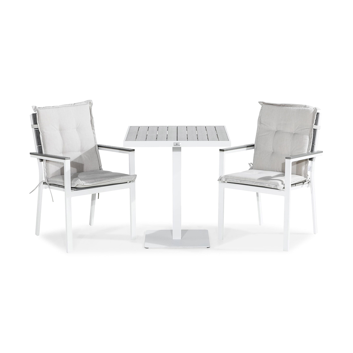 Cafégrupp Comfort Garden Tunis Caféset 70x70 + 2 Tunis Stapelstol m Dyna