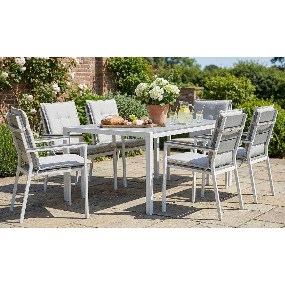 Trädgårdsgrupp Comfort Garden Tunis Matgrupp Utomhus 205x90 + 6 Tunis Stapelstol m Dyna