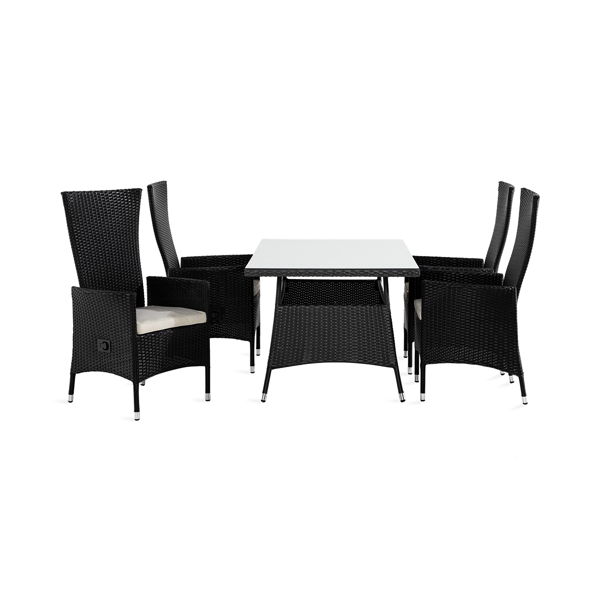 Trädgårdsgrupp Comfort Garden Thor Matgrupp Utomhus 140x90 + 4 Jenny Fåtölj Ställbar m Dyna