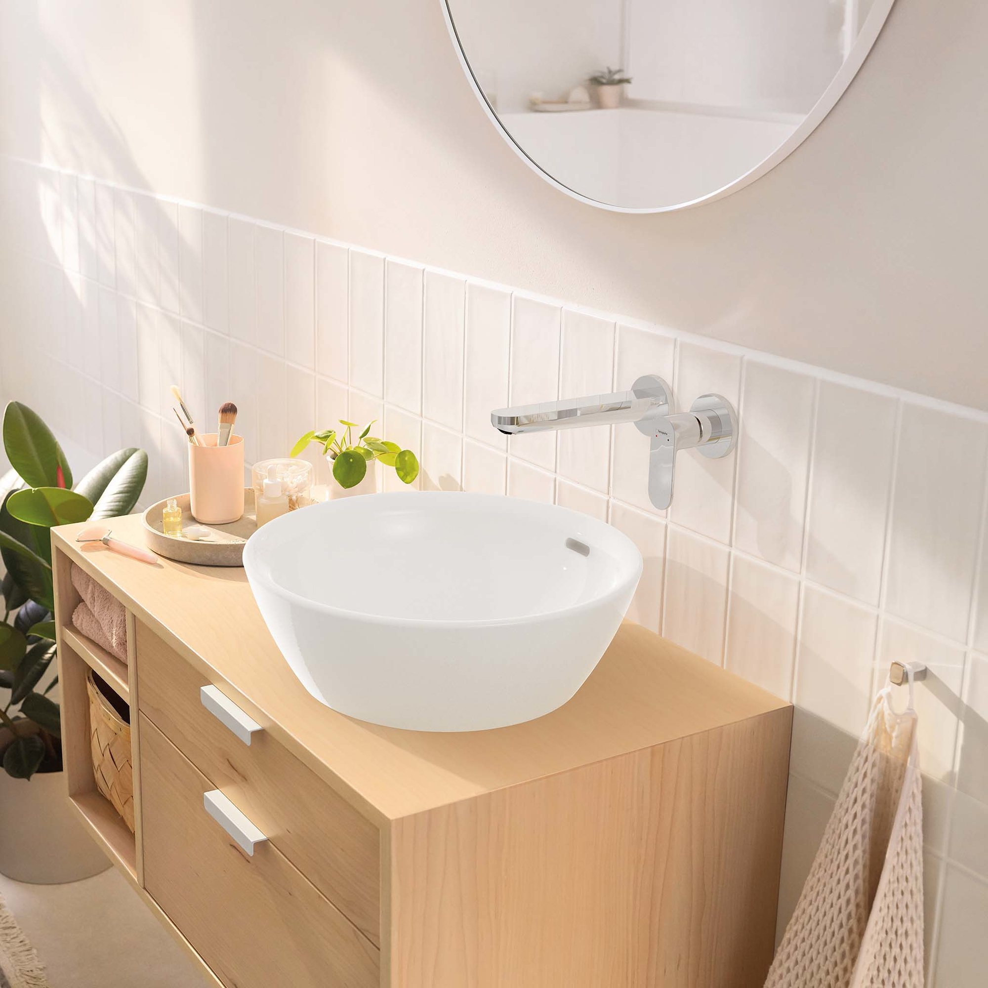 Tvättställsblandare Hansgrohe Rebris S 1-grepps för Inbyggnad i Vägg med 20 cm Pip