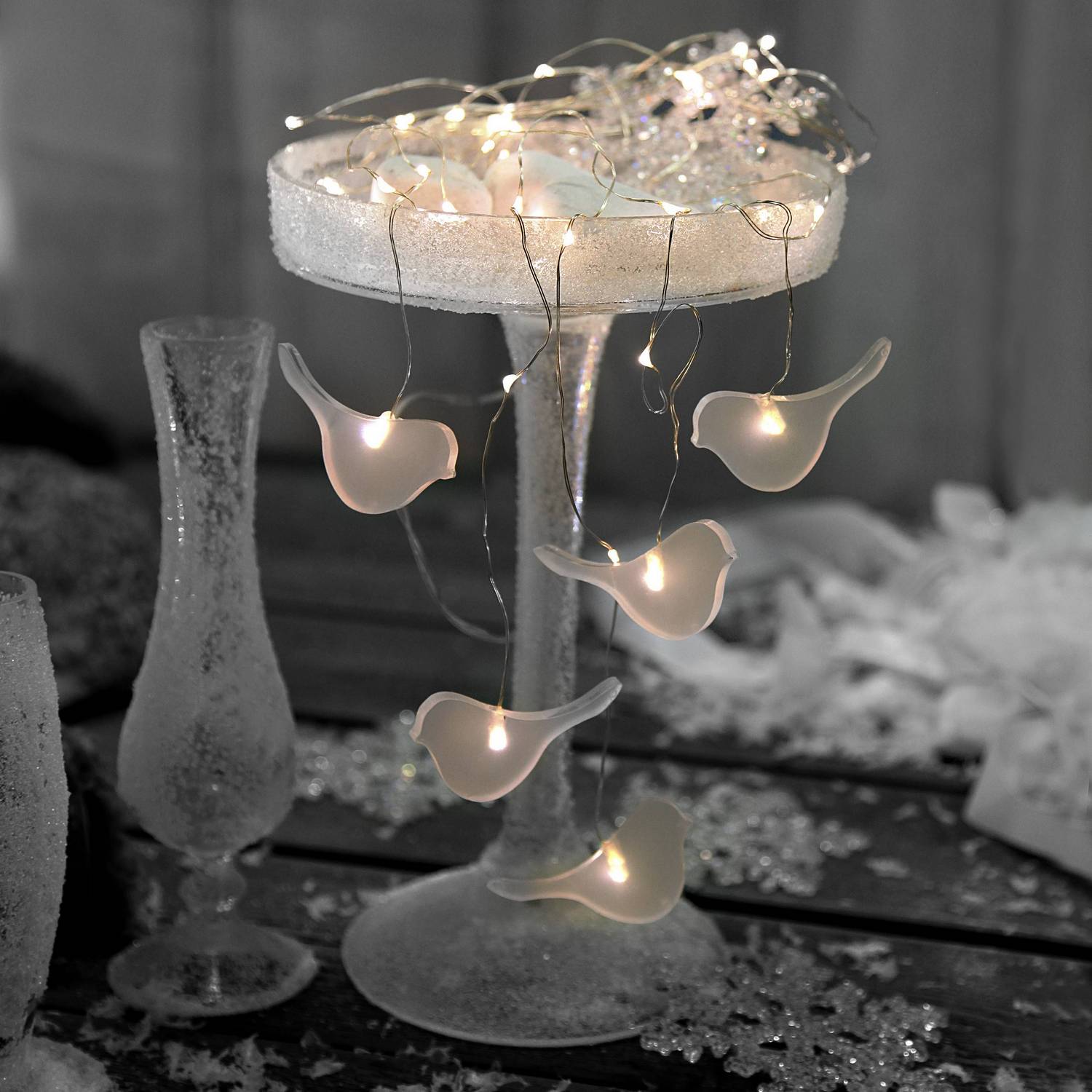 Ljusslinga Star Trading Dew Drop LED 46 Ljus med Fåglar Batteridriven