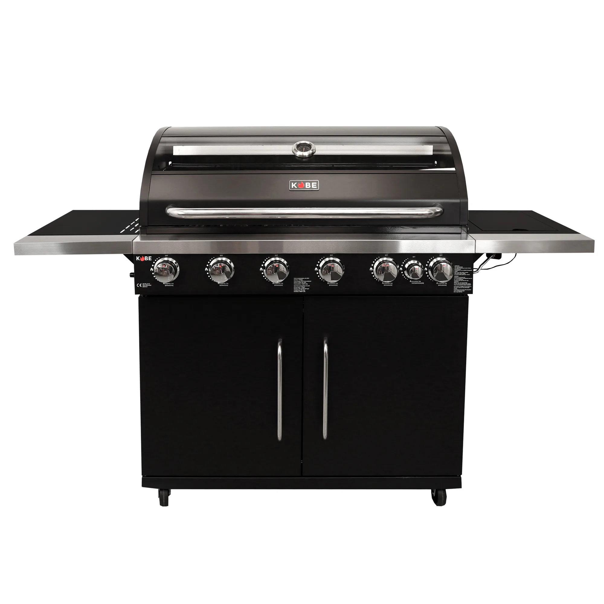 Gasolgrill Kobe 6+1 Brännare Svart Med Gaslock