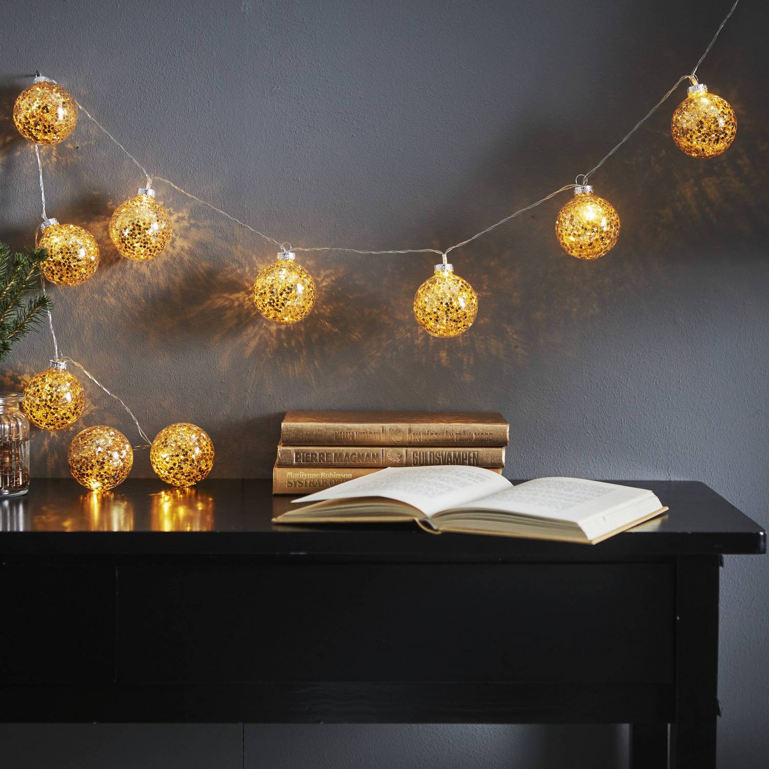 Ljusslinga Star Trading Glitter 10st Glaskulor