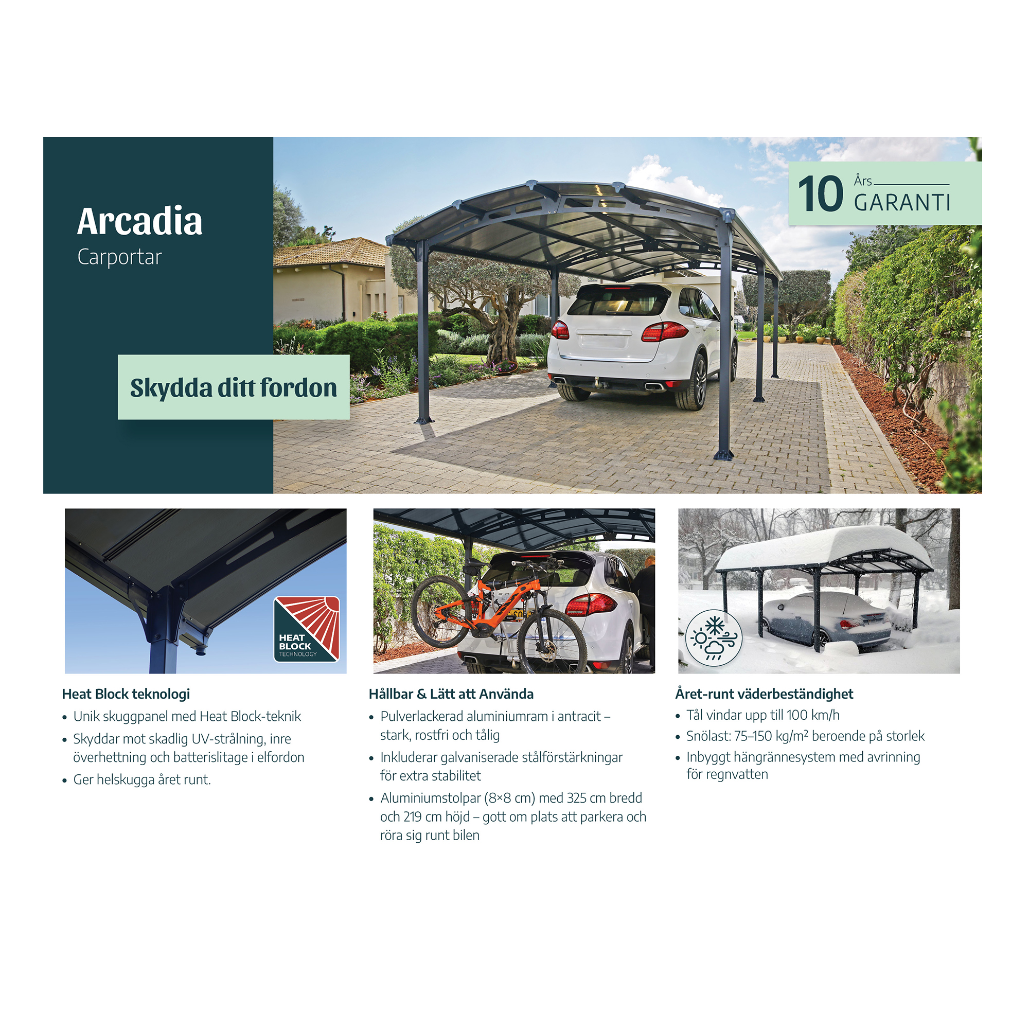 Dubbel Carport Canopia by Palram Arcadia I Metall 3,6x8,5 m