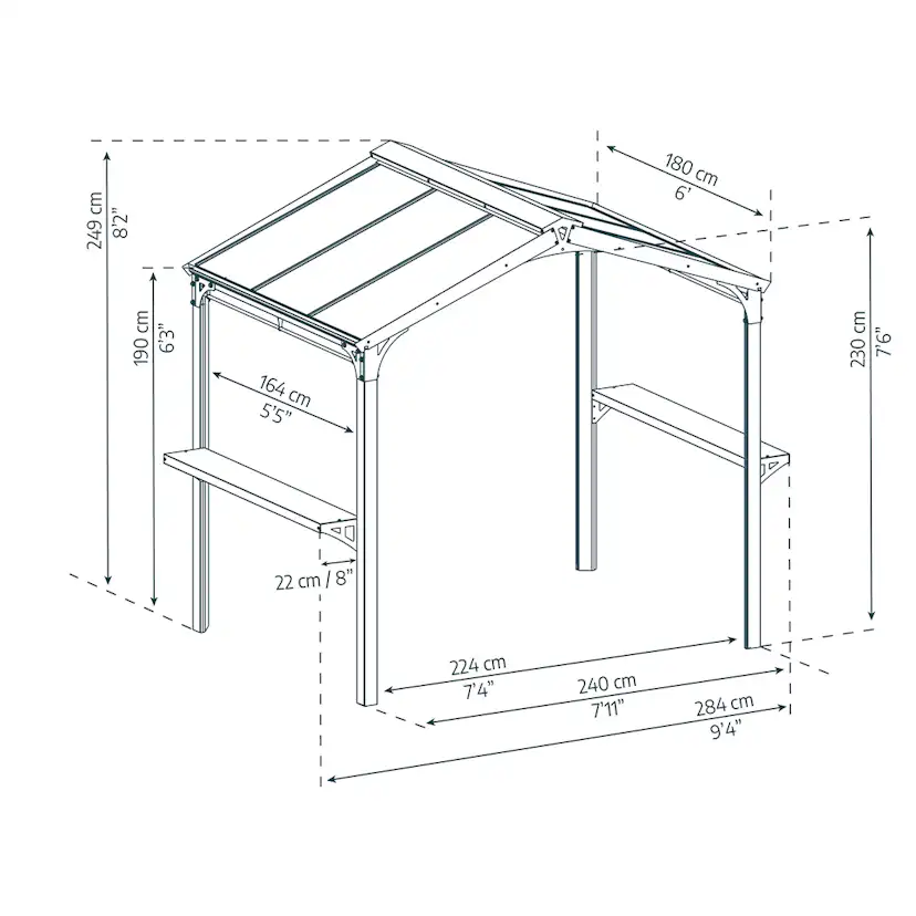 Paviljong Canopia by Palram Austin BBQ Aluminium 1,8 X 2,4 m