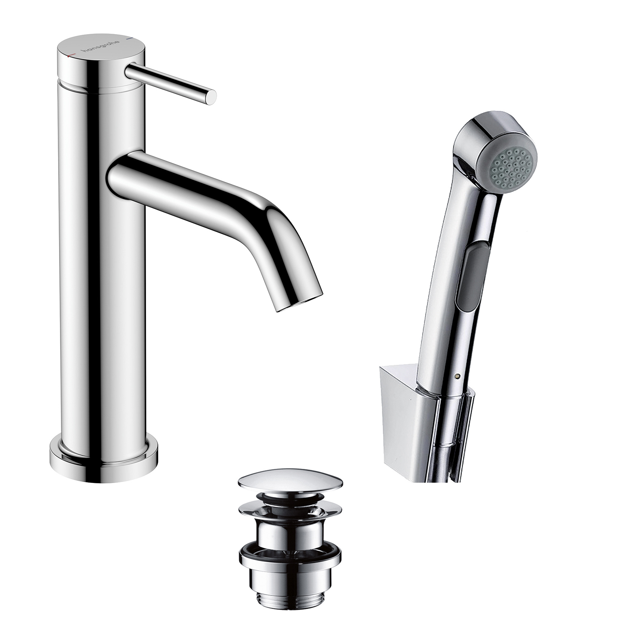 Tvättställsblandare Hansgrohe Tecturis S 110 med Bidettehanddusch och Duschslang